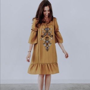 Gorgeous embroidered mustard yellow dress!!